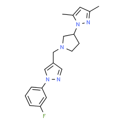 ChemSpider 2D Image | 1-(1-{[1-(3-Fluorophenyl)-1H-pyrazol-4-yl]methyl}-3-pyrrolidinyl)-3,5-dimethyl-1H-pyrazole | C19H22FN5
