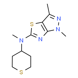 ChemSpider 2D Image | N,1,3-Trimethyl-N-(tetrahydro-2H-thiopyran-4-yl)-1H-pyrazolo[3,4-d][1,3]thiazol-5-amine | C12H18N4S2