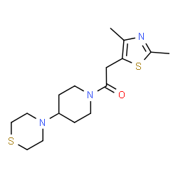 ChemSpider 2D Image | 2-(2,4-Dimethyl-1,3-thiazol-5-yl)-1-[4-(4-thiomorpholinyl)-1-piperidinyl]ethanone | C16H25N3OS2