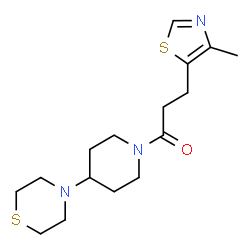 ChemSpider 2D Image | 3-(4-Methyl-1,3-thiazol-5-yl)-1-[4-(4-thiomorpholinyl)-1-piperidinyl]-1-propanone | C16H25N3OS2