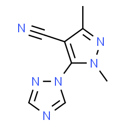 ChemSpider 2D Image | 1,3-Dimethyl-5-(1H-1,2,4-triazol-1-yl)-1H-pyrazole-4-carbonitrile | C8H8N6