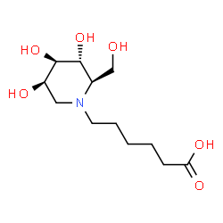 ChemSpider 2D Image | 6-[(2R,3R,4R,5R)-3,4,5-Trihydroxy-2-(hydroxymethyl)-1-piperidinyl]hexanoic acid | C12H23NO6