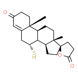 ChemSpider 2D Image | (7R,9S,10R,13S,14S,17R)-10,13-Dimethyl-7-sulfanyl-1,6,7,8,9,10,11,12,13,14,15,16-dodecahydro-3'H-spiro[cyclopenta[a]phenanthrene-17,2'-furan]-3,5'(2H,4'H)-dione | C22H30O3S