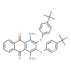 ChemSpider 2D Image | 1,4-Diamino-2,3-bis(4-tert-butylphenoxy)-9,10-anthraquinone | C34H34N2O4