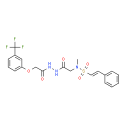 ChemSpider 2D Image | (E)-N-Methyl-N-[2-oxo-2-(2-{[3-(trifluoromethyl)phenoxy]acetyl}hydrazino)ethyl]-2-phenylethenesulfonamide | C20H20F3N3O5S