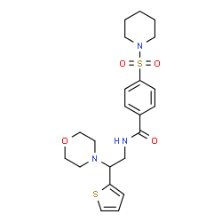 ChemSpider 2D Image | N-[2-(4-Morpholinyl)-2-(2-thienyl)ethyl]-4-(1-piperidinylsulfonyl)benzamide | C22H29N3O4S2