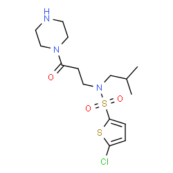 ChemSpider 2D Image | 5-Chloro-N-isobutyl-N-[3-oxo-3-(1-piperazinyl)propyl]-2-thiophenesulfonamide | C15H24ClN3O3S2