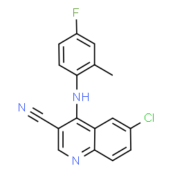 ChemSpider 2D Image | 6-Chloro-4-[(4-fluoro-2-methylphenyl)amino]-3-quinolinecarbonitrile | C17H11ClFN3