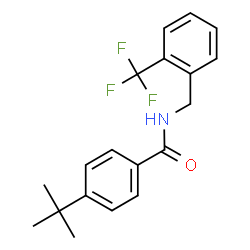 ChemSpider 2D Image | 4-(2-Methyl-2-propanyl)-N-[2-(trifluoromethyl)benzyl]benzamide | C19H20F3NO