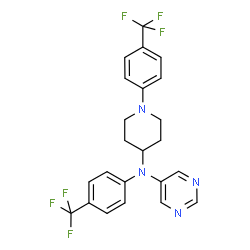 ChemSpider 2D Image | N-[4-(Trifluoromethyl)phenyl]-N-{1-[4-(trifluoromethyl)phenyl]-4-piperidinyl}-5-pyrimidinamine | C23H20F6N4
