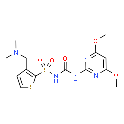 ChemSpider 2D Image | N-[(4,6-Dimethoxy-2-pyrimidinyl)carbamoyl]-3-[(dimethylamino)methyl]-2-thiophenesulfonamide | C14H19N5O5S2