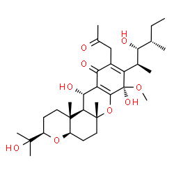 ChemSpider 2D Image | (3R,4aR,6aR,8R,12S,12aS,12bR)-8,12-Dihydroxy-9-[(2S,3R,4S)-3-hydroxy-4-methyl-2-hexanyl]-3-(2-hydroxy-2-propanyl)-8-methoxy-6a,12b-dimethyl-10-(2-oxopropyl)-2,3,4a,5,6,6a,8,12,12a,12b-decahydropyrano[
3,2-a]xanthen-11(1H)-one | C32H50O9