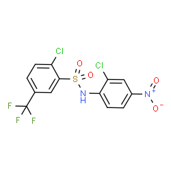 ChemSpider 2D Image | 2-Chloro-N-(2-chloro-4-nitrophenyl)-5-(trifluoromethyl)benzenesulfonamide | C13H7Cl2F3N2O4S