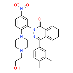ChemSpider 2D Image | 4-(3,4-Dimethylphenyl)-2-{2-[4-(2-hydroxyethyl)-1-piperazinyl]-5-nitrophenyl}-1(2H)-phthalazinone | C28H29N5O4