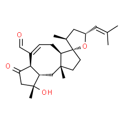 ChemSpider 2D Image | (6alpha,7E,18R)-3-Hydroxy-5-oxo-14,18-epoxyophiobola-7,19-dien-25-al | C25H36O4