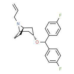 ChemSpider 2D Image | (3-endo)-8-Allyl-3-[bis(4-fluorophenyl)methoxy]-8-azabicyclo[3.2.1]octane | C23H25F2NO