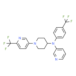 ChemSpider 2D Image | N-[4-(Trifluoromethyl)phenyl]-N-{1-[6-(trifluoromethyl)-3-pyridinyl]-4-piperidinyl}-3-pyridinamine | C23H20F6N4