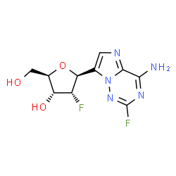 ChemSpider 2D Image | (1S)-1-(4-Amino-2-fluoroimidazo[2,1-f][1,2,4]triazin-7-yl)-1,4-anhydro-2-deoxy-2-fluoro-D-ribitol | C10H11F2N5O3