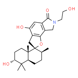 ChemSpider 2D Image | (2R,2'S,4a'S,6'R,8a'S)-4,6'-Dihydroxy-7-(2-hydroxyethyl)-2',5',5',8a'-tetramethyl-3',4',4a',5',6',7,7',8,8',8a'-decahydro-2'H-spiro[furo[2,3-e]isoindole-2,1'-naphthalen]-6(3H)-one | C25H35NO5