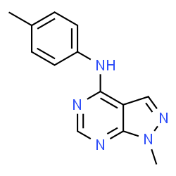 ChemSpider 2D Image | 1-Methyl-N-(4-methylphenyl)-1H-pyrazolo[3,4-d]pyrimidin-4-amine | C13H13N5