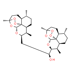 ChemSpider 2D Image | (1S)-2-[(1R,4S,5R,8S,9R,10R,12R,13R)-1,5,9-Trimethyl-11,14,15,16-tetraoxatetracyclo[10.3.1.0~4,13~.0~8,13~]hexadec-10-yl]-1-[(1R,4S,5R,8S,9R,10S,12R,13R)-1,5,9-trimethyl-11,14,15,16-tetraoxatetracyclo
[10.3.1.0~4,13~.0~8,13~]hexadec-10-yl]ethanol | C32H50O9