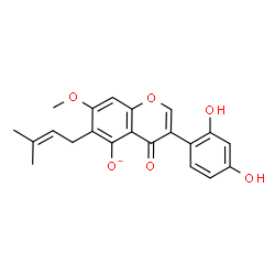 ChemSpider 2D Image | 3-(2,4-Dihydroxyphenyl)-7-methoxy-6-(3-methyl-2-buten-1-yl)-4-oxo-4H-chromen-5-olate | C21H19O6