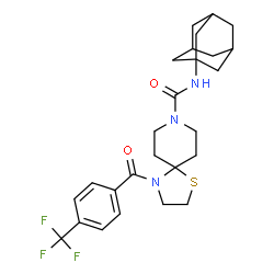 ChemSpider 2D Image | N-(Adamantan-1-yl)-4-[4-(trifluoromethyl)benzoyl]-1-thia-4,8-diazaspiro[4.5]decane-8-carboxamide | C26H32F3N3O2S