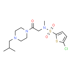 ChemSpider 2D Image | 5-Chloro-N-[2-(4-isobutyl-1-piperazinyl)-2-oxoethyl]-N-methyl-2-thiophenesulfonamide | C15H24ClN3O3S2