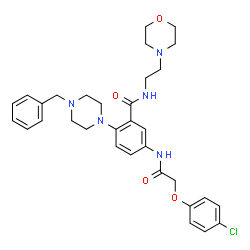ChemSpider 2D Image | 2-(4-Benzyl-1-piperazinyl)-5-{[(4-chlorophenoxy)acetyl]amino}-N-[2-(4-morpholinyl)ethyl]benzamide | C32H38ClN5O4