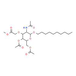 ChemSpider 2D Image | Decyl 2-acetamido-4,6-di-O-acetyl-2-deoxy-3-O-(2-methoxy-2-oxoethyl)hexopyranoside | C25H43NO10