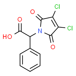 ChemSpider 2D Image | (3,4-Dichloro-2,5-dioxo-2,5-dihydro-1H-pyrrol-1-yl)(phenyl)acetic acid | C12H7Cl2NO4