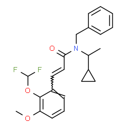 ChemSpider 2D Image | (2E)-N-Benzyl-N-(1-cyclopropylethyl)-3-[2-(difluoromethoxy)-3-methoxyphenyl]acrylamide | C23H25F2NO3