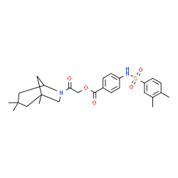 ChemSpider 2D Image | 2-Oxo-2-(1,3,3-trimethyl-6-azabicyclo[3.2.1]oct-6-yl)ethyl 4-{[(3,4-dimethylphenyl)sulfonyl]amino}benzoate | C27H34N2O5S