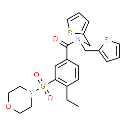 ChemSpider 2D Image | 4-Ethyl-3-(4-morpholinylsulfonyl)-N,N-bis(2-thienylmethyl)benzamide | C23H26N2O4S3