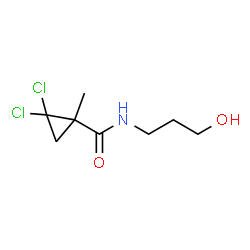 ChemSpider 2D Image | 2,2-Dichloro-N-(3-hydroxypropyl)-1-methylcyclopropanecarboxamide | C8H13Cl2NO2