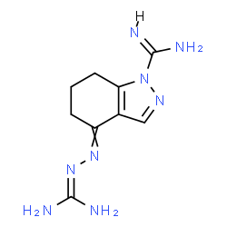 ChemSpider 2D Image | 4-[(Diaminomethylene)hydrazono]-4,5,6,7-tetrahydro-1H-indazole-1-carboximidamide | C9H14N8