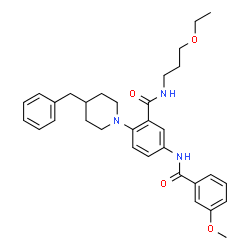 ChemSpider 2D Image | 2-(4-Benzyl-1-piperidinyl)-N-(3-ethoxypropyl)-5-[(3-methoxybenzoyl)amino]benzamide | C32H39N3O4