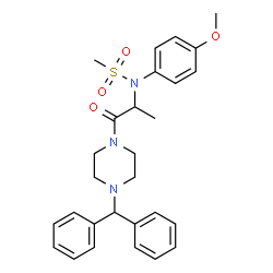 ChemSpider 2D Image | N-{1-[4-(Diphenylmethyl)-1-piperazinyl]-1-oxo-2-propanyl}-N-(4-methoxyphenyl)methanesulfonamide | C28H33N3O4S