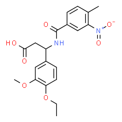 ChemSpider 2D Image | 3-(4-Ethoxy-3-methoxyphenyl)-3-[(4-methyl-3-nitrobenzoyl)amino]propanoic acid | C20H22N2O7