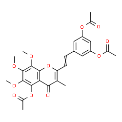 ChemSpider 2D Image | 5-[2-(5-Acetoxy-6,7,8-trimethoxy-3-methyl-4-oxo-4H-chromen-2-yl)vinyl]-1,3-phenylene diacetate | C27H26O11
