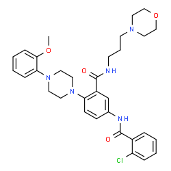 ChemSpider 2D Image | 5-[(2-Chlorobenzoyl)amino]-2-[4-(2-methoxyphenyl)-1-piperazinyl]-N-[3-(4-morpholinyl)propyl]benzamide | C32H38ClN5O4
