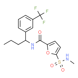 ChemSpider 2D Image | 5-(Methylsulfamoyl)-N-{1-[3-(trifluoromethyl)phenyl]butyl}-2-furamide | C17H19F3N2O4S