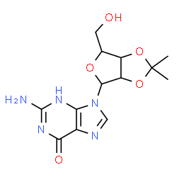 ChemSpider 2D Image | 2-amino-9-[2,3-O-(1-methylethylidene)pentofuranosyl]-9H-purin-6-ol | C13H17N5O5