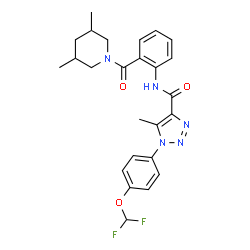 ChemSpider 2D Image | 1-[4-(Difluoromethoxy)phenyl]-N-{2-[(3,5-dimethyl-1-piperidinyl)carbonyl]phenyl}-5-methyl-1H-1,2,3-triazole-4-carboxamide | C25H27F2N5O3
