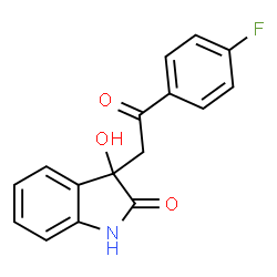 ChemSpider 2D Image | 3-[2-(4-Fluorophenyl)-2-oxoethyl]-3-hydroxy-1,3-dihydro-2H-indol-2-one | C16H12FNO3