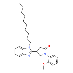 ChemSpider 2D Image | 4-(1-Decyl-1H-benzimidazol-2-yl)-1-(2-methoxyphenyl)-2-pyrrolidinone | C28H37N3O2
