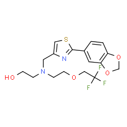 ChemSpider 2D Image | 2-({[2-(1,3-Benzodioxol-5-yl)-1,3-thiazol-4-yl]methyl}[2-(2,2,2-trifluoroethoxy)ethyl]amino)ethanol | C17H19F3N2O4S