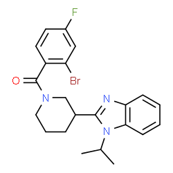 ChemSpider 2D Image | (2-Bromo-4-fluorophenyl)[3-(1-isopropyl-1H-benzimidazol-2-yl)-1-piperidinyl]methanone | C22H23BrFN3O