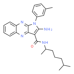 ChemSpider 2D Image | 2-Amino-N-(6-methyl-2-heptanyl)-1-(3-methylphenyl)-1H-pyrrolo[2,3-b]quinoxaline-3-carboxamide | C26H31N5O