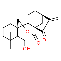 ChemSpider 2D Image | (1R,1'S,9'R)-2-(Hydroxymethyl)-3,3-dimethyl-10'-methylene-3'-oxaspiro[cyclohexane-1,5'-tricyclo[7.2.1.0~1,6~]dodecane]-2',11'-dione | C20H28O4